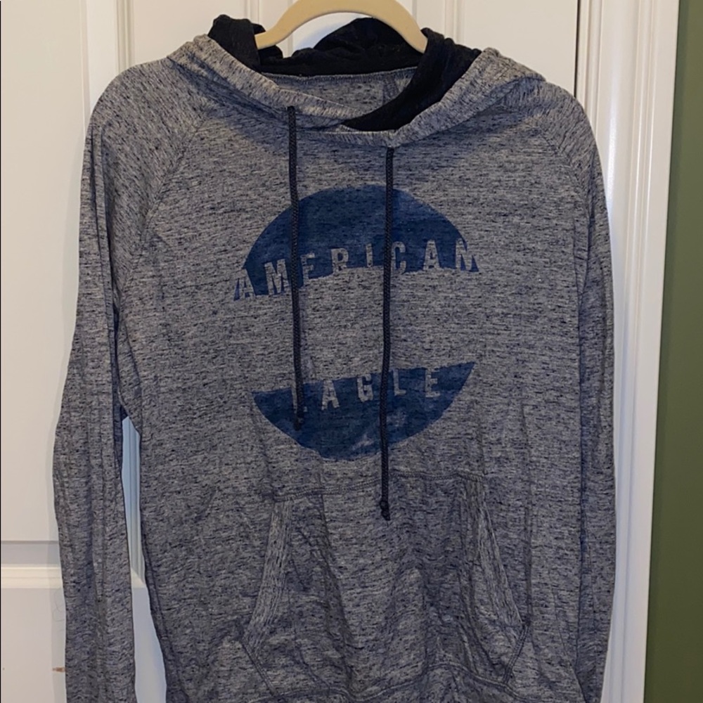 Grey & Navy Blue American Eagle Hoodie